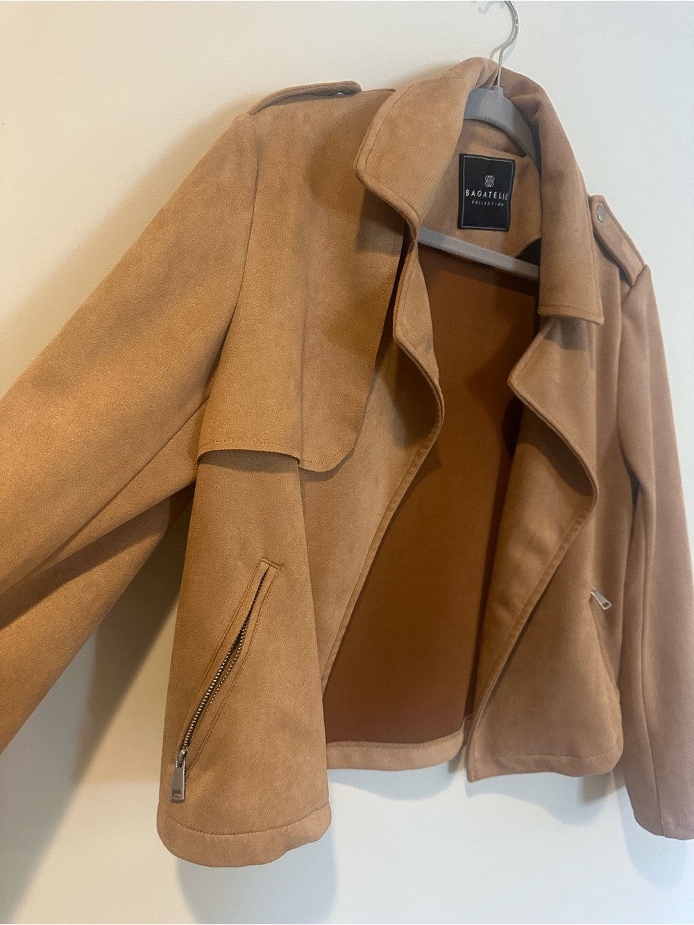 bagatelle Tan Suede-Style Moto Jacket - Picture 3 of 6